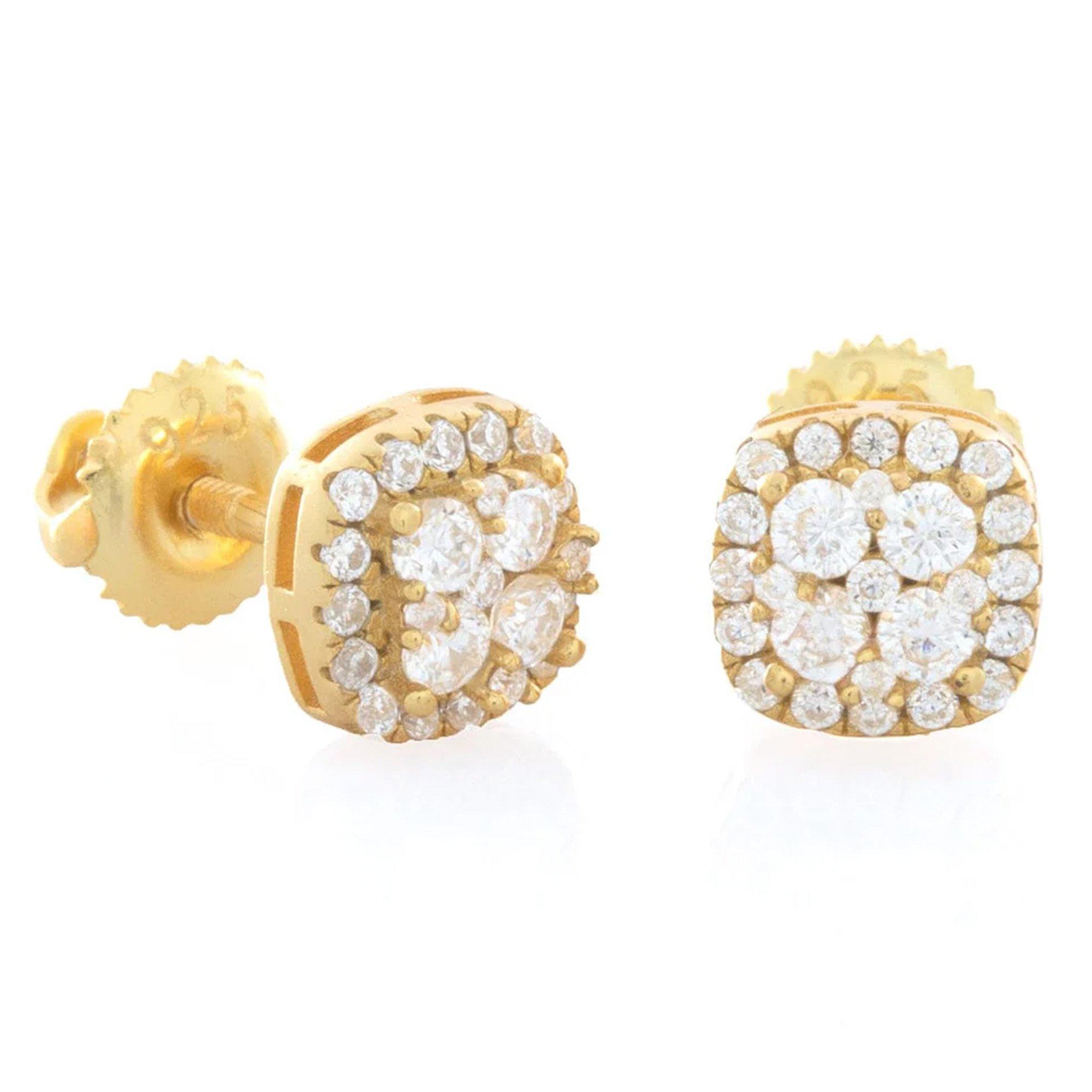 King Ice Moissanite Layered Stud Earrings - Gold - GOLD